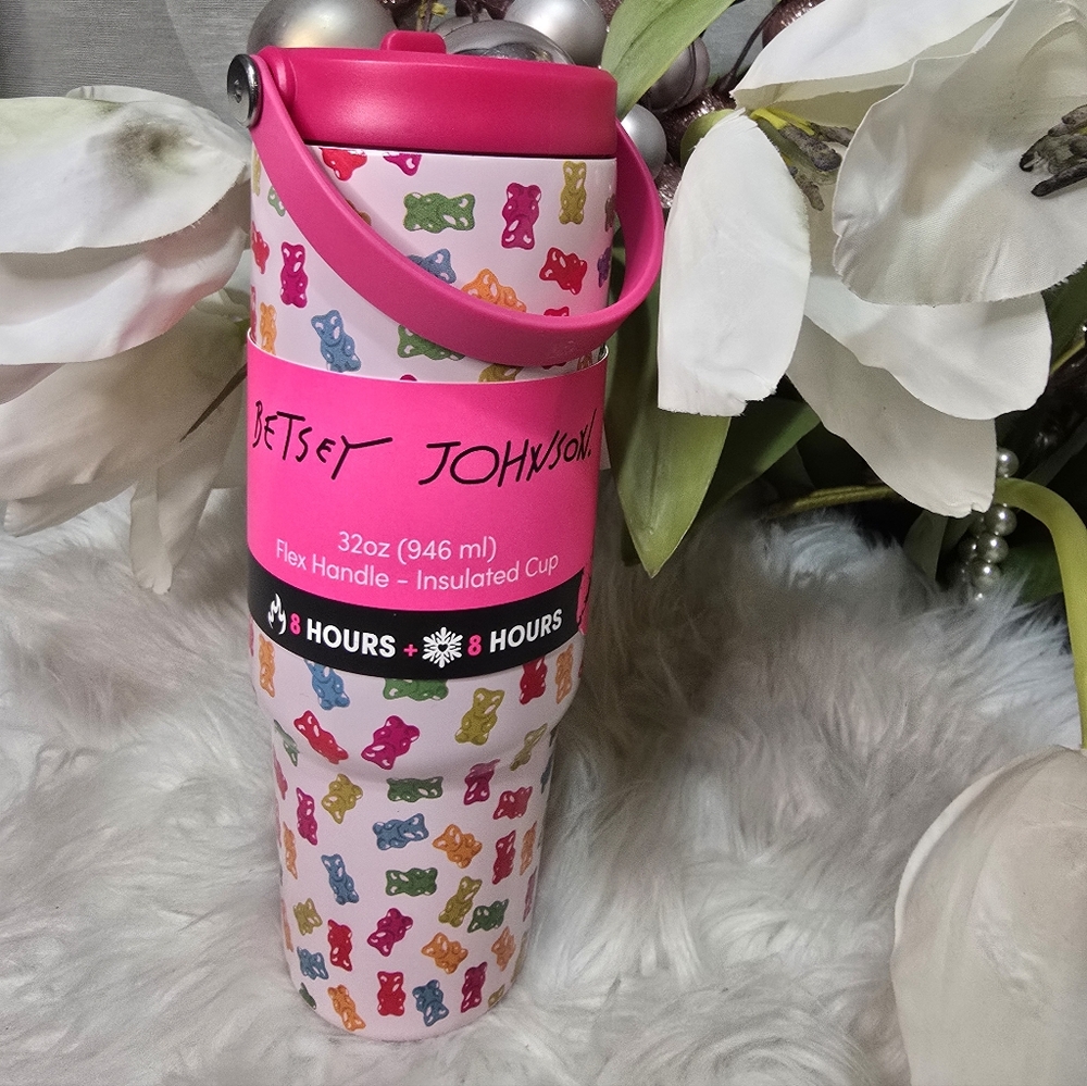 Betsey Johnson Gummy bear 32oz.flex handle insulated cup new